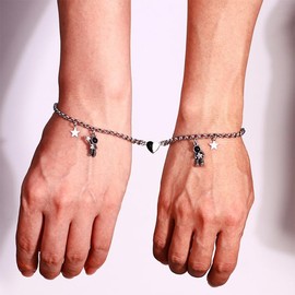 LIFKOME 1par Pulsera Astronauta De Acero Inoxidable Ajustable Para Parejas Diseño Único Amistad Para Bodas Cumpleaños Y Aniversarios Para Enamorados