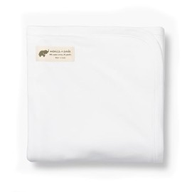 MONICA + ANDY Coming Home Baby Blanket – White, 32” x 32”, for Infant Boys & Girls (0-6+ Months) – 95% Organic Cotton + 5% Spandex, Soft & Gentle on Skin – Newborn Must-Have & Essential