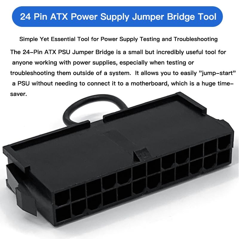 24 Pin ATX Power Supply Jumper Bridge Tool, Black (1)