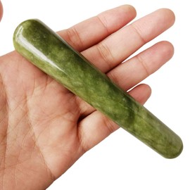 Lovionus89 Scraping Facial Massage Tools, Crystal Jade Gua Sha Handmade SPA Massage Wand for Acupuncture Therapy Stick Point Treatment, Green Jade