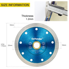 GoYonder 4.5” Diamond Tile Blade for Angle Grinder, Super Thin Diamond Saw Blade Grinder Blades for Wet Dry Cutting, Diamond Blade for Cutting Ceramic, Porcelain, Tiles, Granite, Marbles
