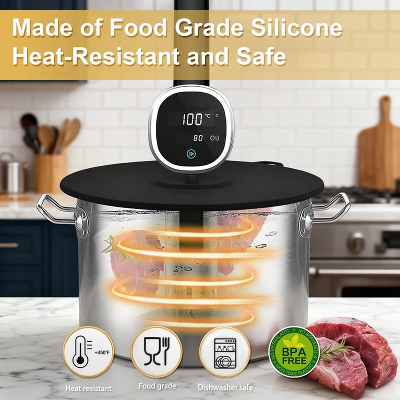 Hescred Sous Vide Precision Cooker Silicone Lids, Fits up to