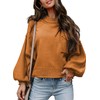 EVALESS Plus Size Sweater for Women Crewneck Lantern Sleeve Ribbed