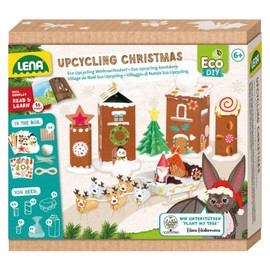LENA 42840 Eco Upcycling Christmas, Craft Set for Children from 6 Years, Complete Set with Cotton Wool, Stickers and Other Craft Utensils, Storybook with Instructions for Christmas Decoration Crafts