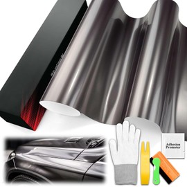 1.6FTx5FT PET Liquid Metallic Gunmetal Gray Gloss Vinyl Wrap Auto Car Sticker Decal Film Sheet Bubble Free Air Release Technology with Tool Set