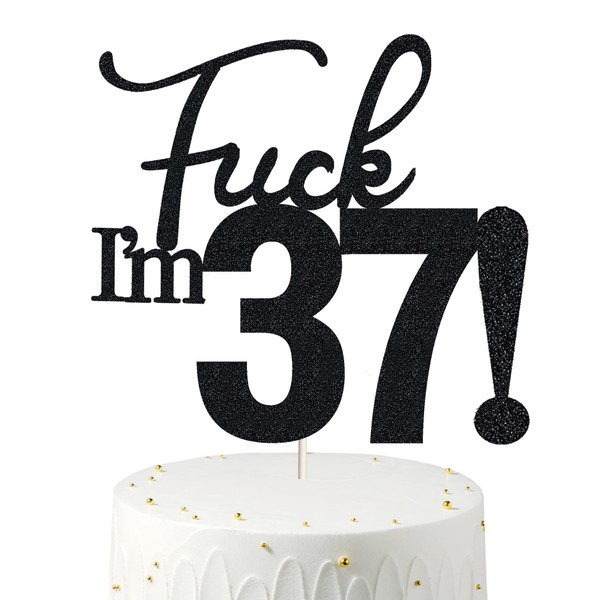 37 decoraciones para tartas, 37 decoraciones para tartas de cumpleaños, purpurina negra, divertida decoración para tartas de 37 años para hombres, 37 decoraciones para tartas para mujeres, decoraciones de 37 cumpleaños, decoración para tartas de 37 cumpl