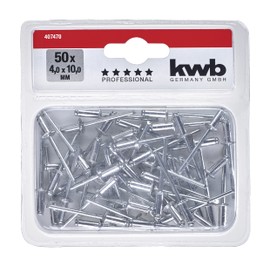 kwb Blind Rivets / Pop Rivets Diameter 4 mm, Length 10 mm, Made of Aluminium, With Galvanised Pin, for Commercially Available Pop Rivet Pliers