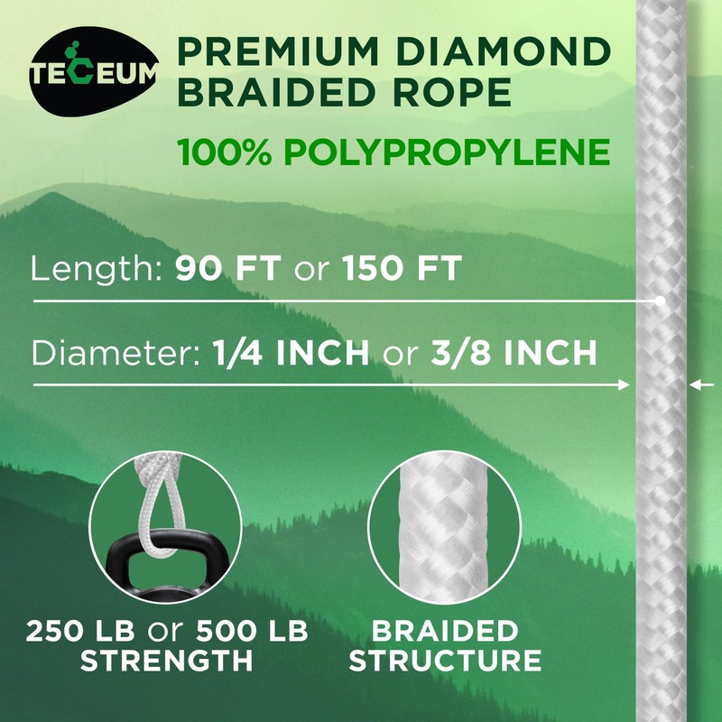 TECEUM Rope – 27.5M x 10mm (3/8 Inch) – White