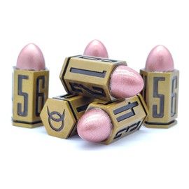 Futhark Heavy Metal Bullet Dice Set - Six Pure Brass Metal D6 Dice of Bullet Size and Shape - Great for DND, Warhammer 40k, Role Playing Games, Homebrews, D&D, Great RPG/DND Accessories Gift