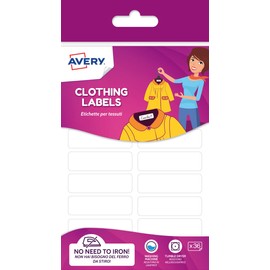 Avery Spain ETVET36-UK. Iron-On Clothing Labels 45x13mm 36 Labels per Envelope