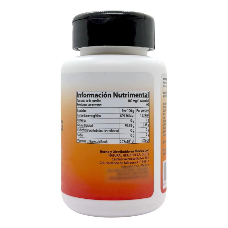 All Nature Vitamina D3 5000 Ui 60 Capsulas Sabor Sin