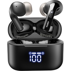 TOZO T20 Wireless Earbuds Bluetooth Headphones 48.5 Hrs Playtime with LED Digital Display, IPX8 Waterproof, Dual Mic Call Noise Cancelling 10mm Broad Range Speakers, 2025 Version