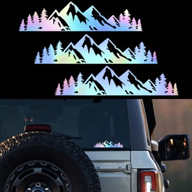 TOMALL 3pcs Tree Mountian Vinyl Stickers for Car Window Bumper Trunk Universal Waterproof Forest Mountains Graphic Decals Decoration for Vehicles Truck SUV Truck Off-Road Laptop (Gradient-3pcs Small)