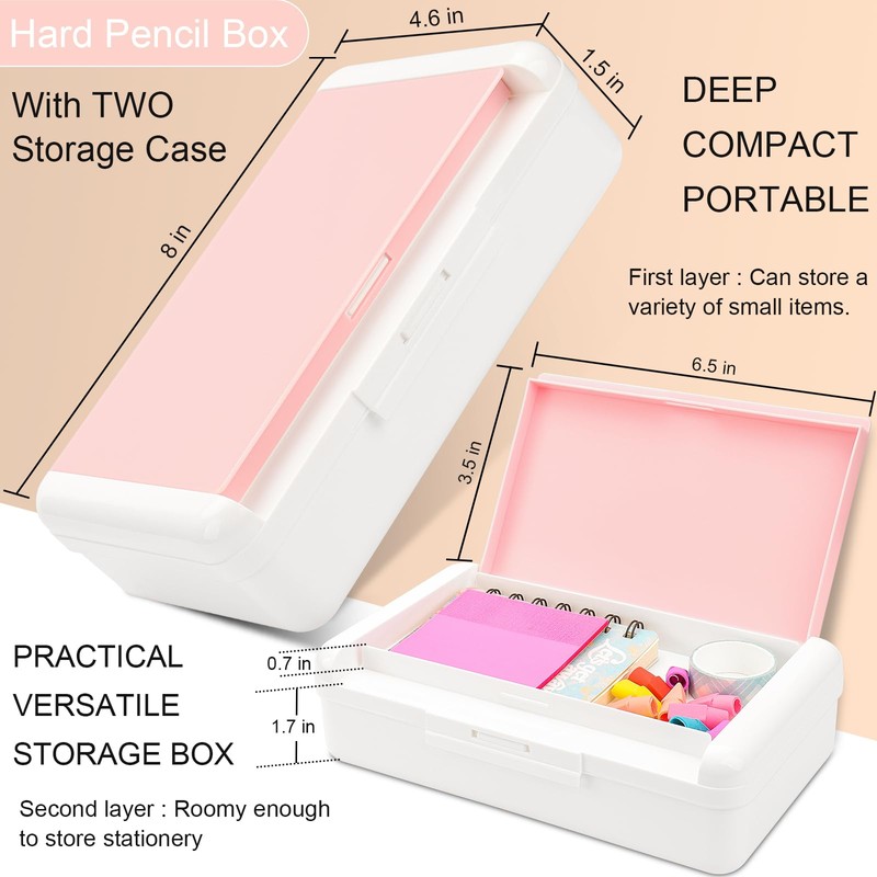 SFLHHDM Pencil Box for Office Supplies Storage Organizer, Double Layer