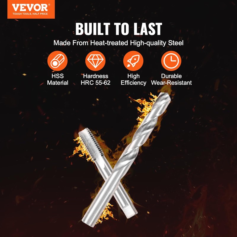 VEVOR Helicoil Thread Repair Kit-338-Piece SAE HSS Drill Inserts Taps