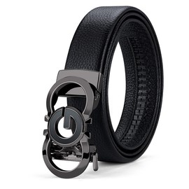 VANNANBA Leather ratchet Belts for Men Automatic Buckle Casual Work Dress Belt with Gift Box