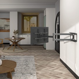 BONTEC TV Wall Mount with Extra Long Extendable Arm for 32-75 Inch TVs, Holds Up to 132lbs, Full Motion Dual Arm TV Bracket with Tilt, Swivel, Level Adjustment, Max VESA 600x400mm, Wide Compatibility