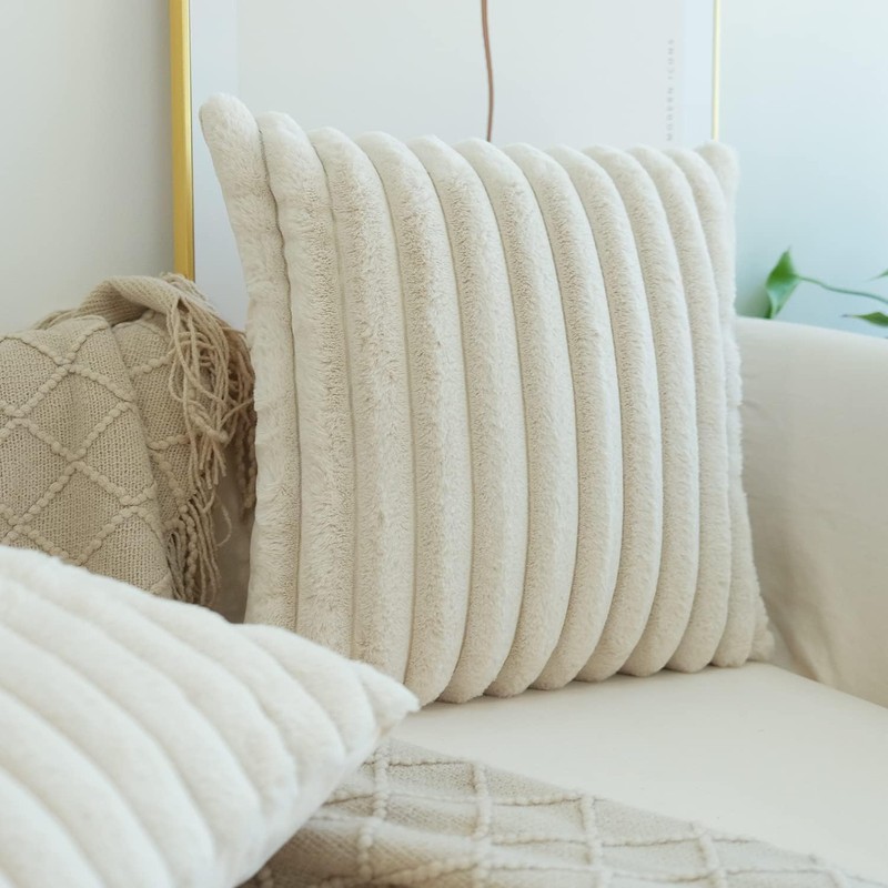 JOJUSIS Pack of 2 Faux Fur Plush Solid Decorative Throw