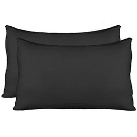 Extra Soft Jersey Knit Pillow Cases, Standard Size with Hidden Zipper, Soft Than Cotton, Pack of 2, Black