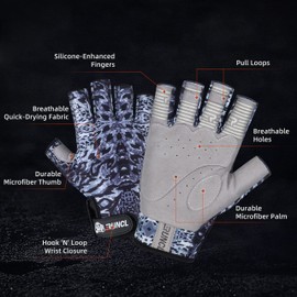 RUNCL Fingerless Gloves RAGUEL, Fishing Gloves, Sun Glove - UPF 50+ Sun Protection, Microfiber-Tech Safeguard, Half-Finger Style, Breathable Ventilation - Kayaking, Cycling, Gardening (Black Camo,S-M)
