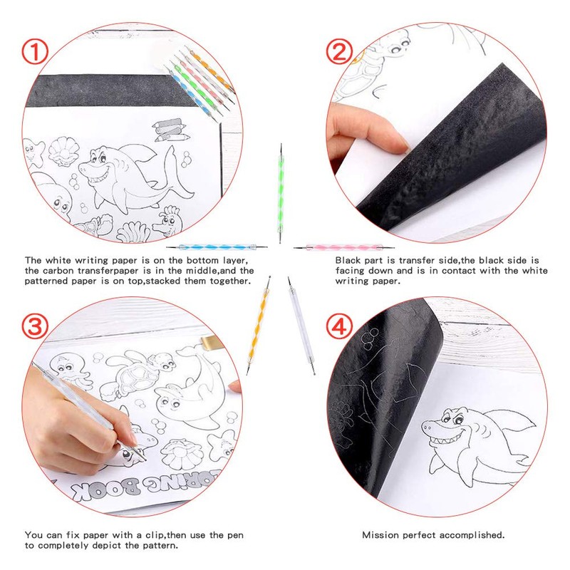 100 Sheets Black Carbon Paper Transfer Sheet A4 Graphite Tracing