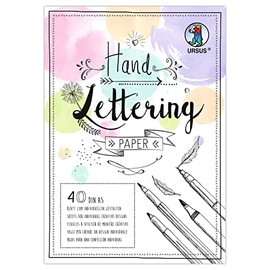 Ursus 24959299 - Hand Lettering Paper, Pastel Mix, DIN A5, 130 + 300 g/m², 20 Sheets of Coloured Drawing Paper, 20 Sheets of Photo Card in 5 Colours, for Creative Design