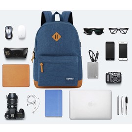 KOPHLY Large Carry-on Travel Laptop Backpack with USB Charging Port For Men and Women, Classic Backpack for College, Work Bag, Travel Backpacks(18Inches/navy)