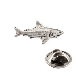 Antique Pewter Great White Shark Mini Pin S112MP