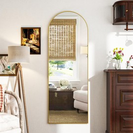 VooBang 18 x 58 inch Arched Full Length Mirror, Gold Arch Floor Mirror Full Length with Stand, Full Body Standing Mirror for Living Room, Bedroom, Hanging or Leaning Against The Wall