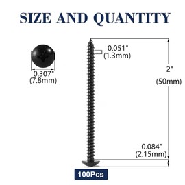 #6 x 2 Wood Screw 100Pcs Truss Head Phillips 18-8 (304) Stainless Steel Fast Self Tapping Screws Black Oxide by SG TZH