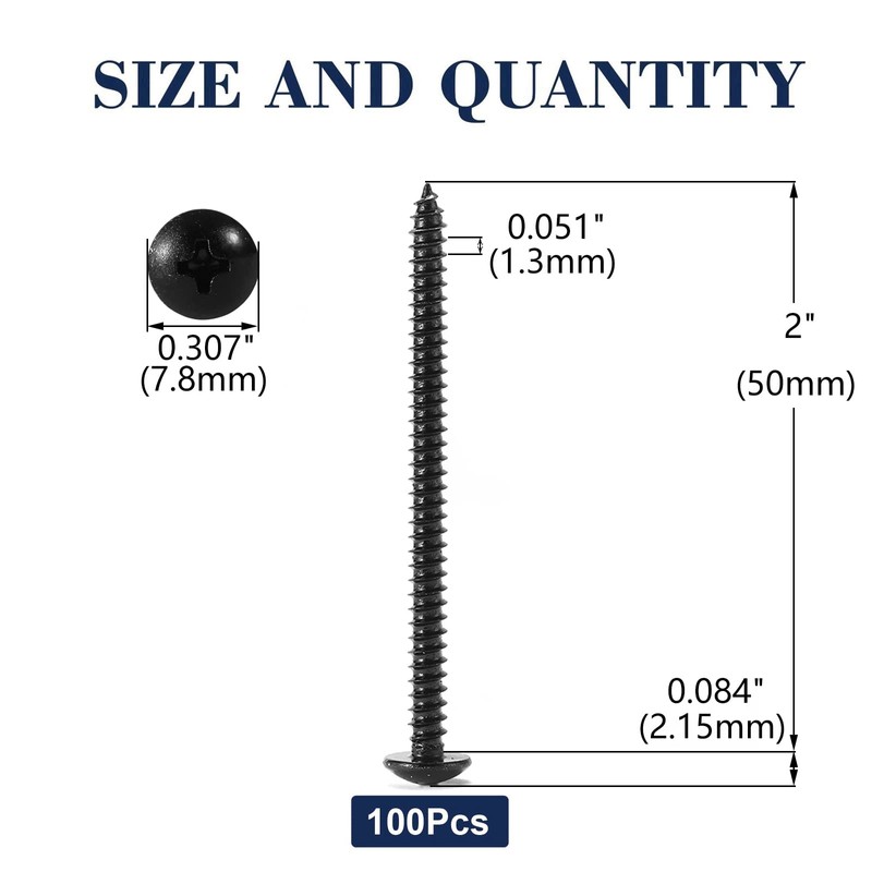 #6 x 2 Wood Screw 100Pcs Truss Head Phillips 18-8