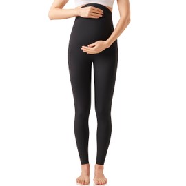 Enerful Maternity Leggings Over The Belly Activewear Pregnancy Stretch Workout Yoga Pants Tights with Pockets Large
