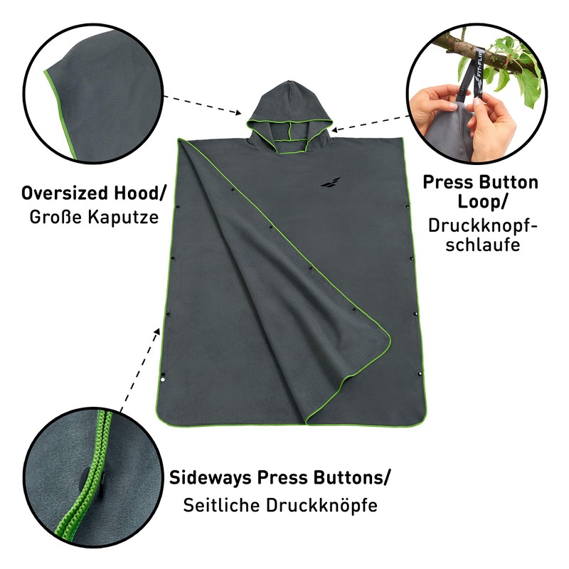 Fit-Flip Bath Poncho for Men and Women, Compact and Very