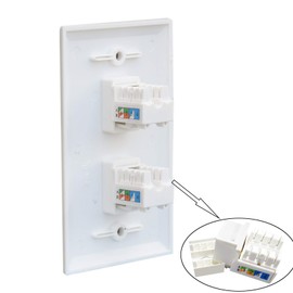 BUPLDET Ethernet Punch Down Wall Plate 2 Port with Tool - Single Gang Cat6 RJ45 Keystone Punchdown Jack Cover Plate/Faceplate - White