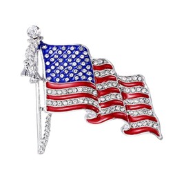 DEYOUM Rhinestone USA Flag Brooch Pin for Women Men Shiny Crystal 4th of July American Patriotic Medal Brooches Independence Memorial Day Jewelry (blue flag)