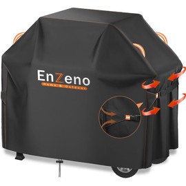Enzeno Waterproof Barbecue Covers, BBQ Grill Cover fits Weber, Brinkmann, Char Broil - Heavy Duty Large BBQ Covers, UV & Waterproof, Rip-proof with Reflective Straps and Storage Bag 147x61x122 cm