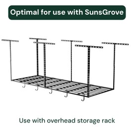 SunsGrove SunsGrove Heavy-Duty 4-Pack Overhead Garage Ceiling Storage Hooks, Add-On Storage Flat Hook Accessory for Hanging Bikes and More, Supports Up to 53lbs