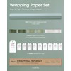 Keypan Sage Green Gift Wrap Paper Roll Set with Ribbon