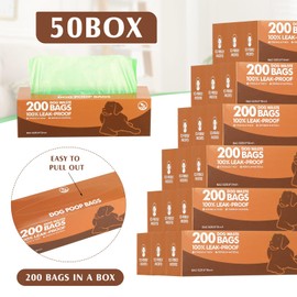 50 Rolls Dog Waste Bags 10000 Count Dog Trash Bags Leak Proof Pet Bags Doggie Poop Roll Waste Bags Dog Thick Plastic Bag for Home Park Outdoor Travel Pet Supplies (Dark Green)