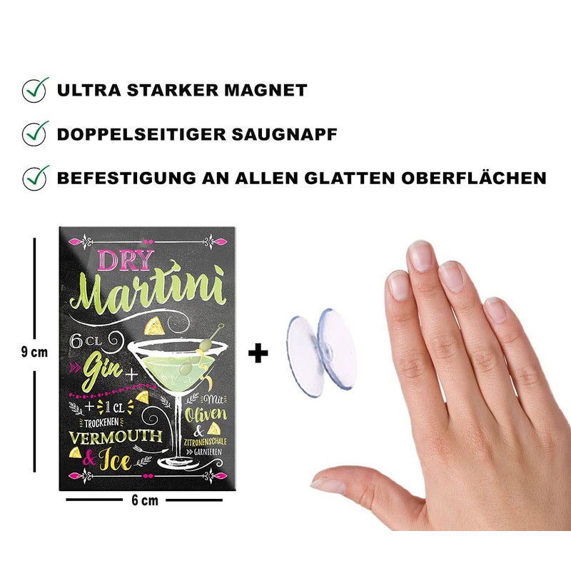 schilderkreis24 Cocktail Recipe Magnet Alcohol Spirits Decorative Fridge Magnet Humour