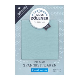 Julius Zöllner 8356157605 Jersey Fitted Premium – Greenery, Jersey Double Cover to fit Cot 60 x 120 cm and 70 x 140 cm, Turquoise