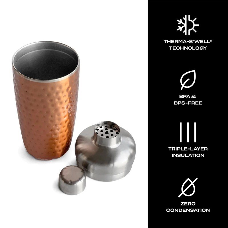 S'well Stainless Steel Shaker Set with Jigger, 18oz, Dipped Metallic,