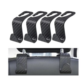 Car Hooks, Pack of 4 Car Headrest Hooks, Car Hooks, Back Seat, Portable Organiser Holder, Multifunctional Car Storage Hooks for Hang Bag, Handbag, Food Bags (Black)