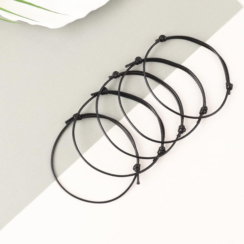 Anjiucc 12 Pcs Wax Rope Bracelet Cord Adjustable Knotted Handmade