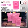 JeeJaan® 25 Pcs of Light Pink Plastic Carrier Bags 10"x12"+4"