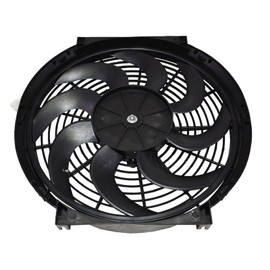 A-Team Performance 110011 Universal Electrical Radiator Cooling Fan 14" Heavy Duty 12 Volts Wide Curved 8 Blades 2400 CFM Reversible Push or Pull with Mounting Kit