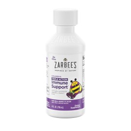 Zarbee's Zarbee's Elderberry Syrup for Kids, Daily Immune Support with Vitamin C & Zinc, Childrens Liquid Supplement, Natural Berry Flavor, 4 fl oz