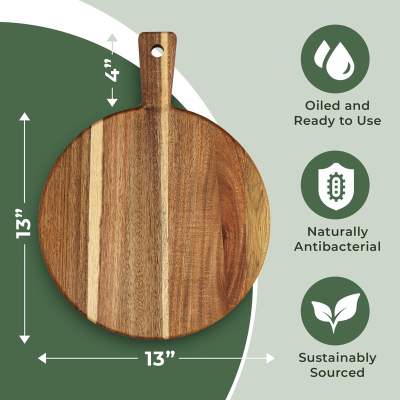 Acacia Wood Cutting Board and Chopping Board with Handle for