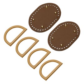 sourcing map 2pcs Bag Bases for Crochet, 5.7" x 4.3" Oval Bag Bottom Shaper with D-Shaped Handles, Crochet Base Purse Bottom for DIY Shoulder Bag Handbag Making Supplies Brown
