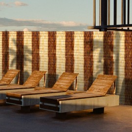 ZNCMRR Natural Reed Fencing Rolls,5.5FT X 16.4FT Balcony Screen Curtain Fence Covering Privacy Screen Fencing for Outdoor Backyard Patio（Stripy）